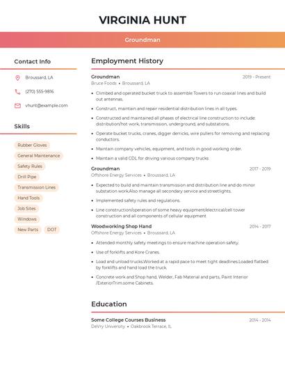 Groundman Resume