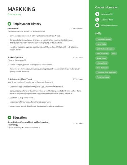 Groundman Resume