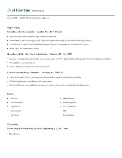 Groundman Resume