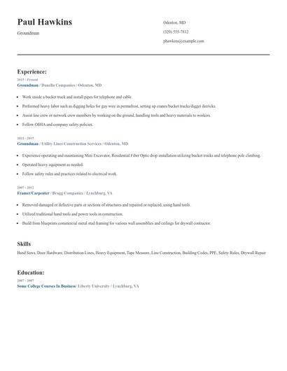 Groundman Resume