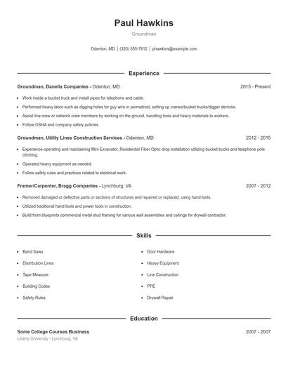 Groundman Resume