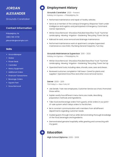 Grounds Caretaker Resume