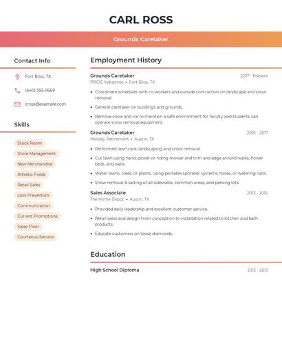 Grounds Caretaker Resume