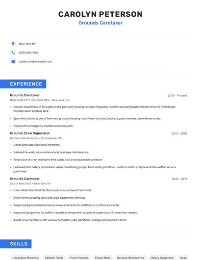 Grounds Caretaker Resume