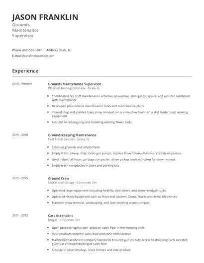 Grounds Maintenance Supervisor Resume