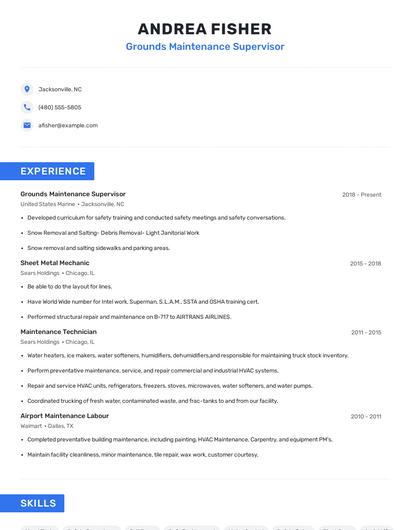 Grounds Maintenance Supervisor Resume