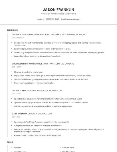 Grounds Maintenance Supervisor Resume