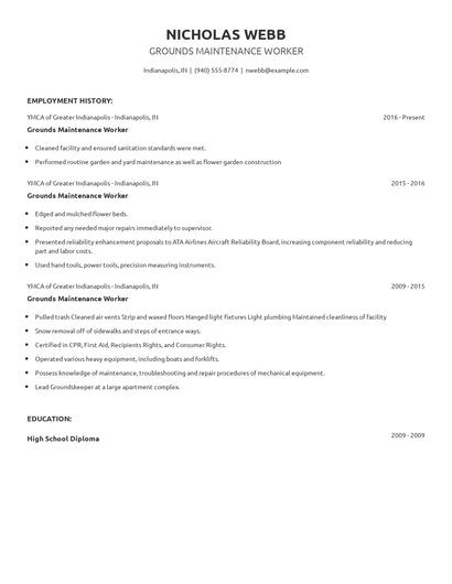 Grounds Maintenance Worker Resume