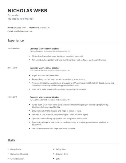 Grounds Maintenance Worker Resume