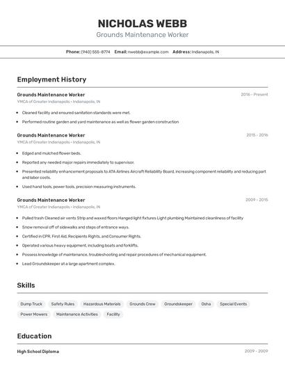 Grounds Maintenance Worker Resume