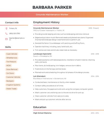 Grounds Maintenance Worker Resume