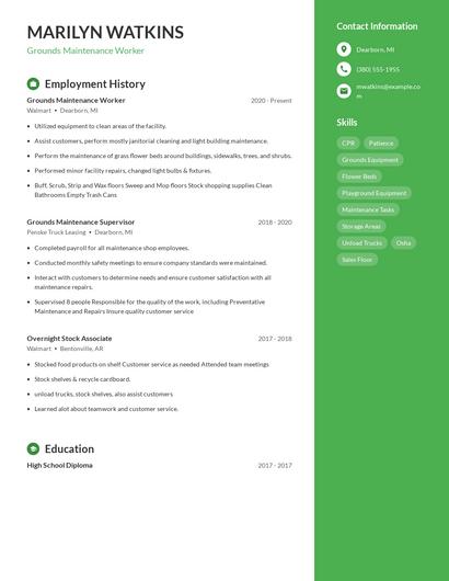 Grounds Maintenance Worker Resume