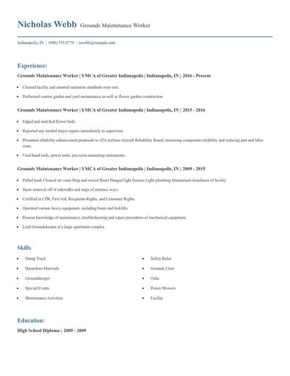 Grounds Maintenance Worker Resume