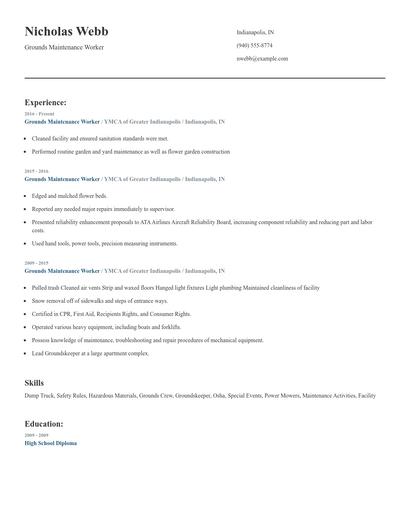 Grounds Maintenance Worker Resume