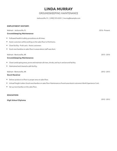 Groundskeeping Maintenance Resume