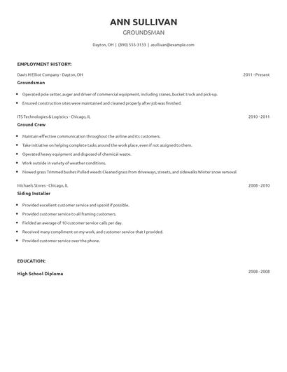 Groundsman Resume