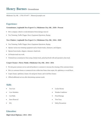 Groundsman Resume