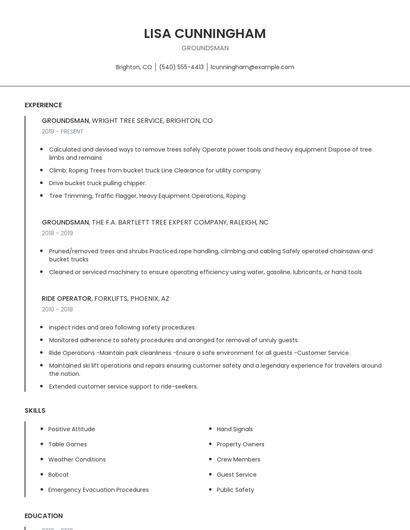 Groundsman Resume