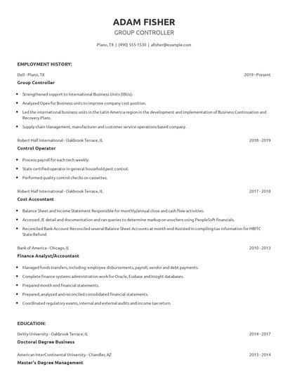 Group Controller Resume