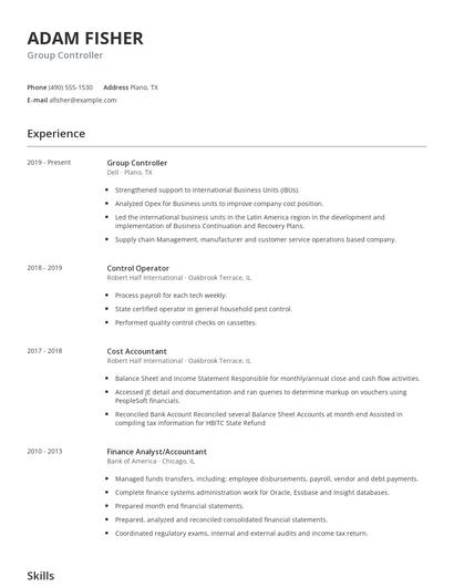 Group Controller Resume
