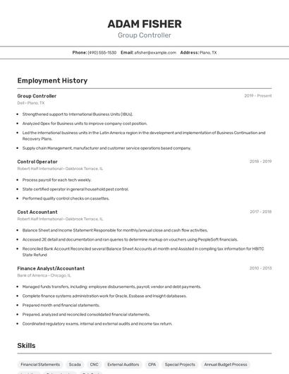 Group Controller Resume