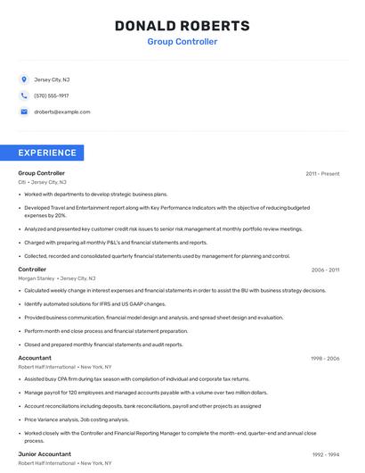 Group Controller Resume
