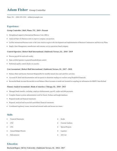 Group Controller Resume