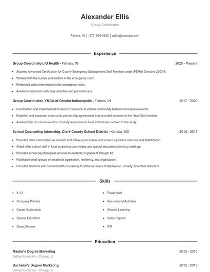 Resume example 1
