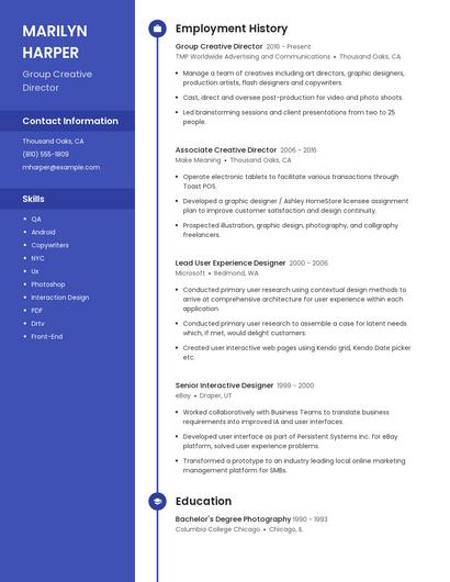 Group Creative Director Resume