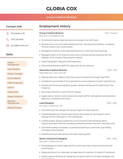 Group Creative Director Resume