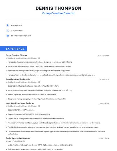 Group Creative Director Resume