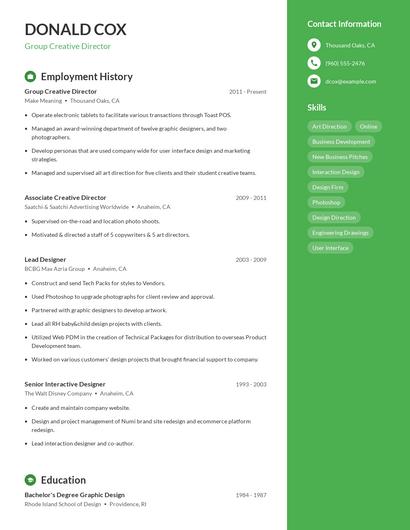 Group Creative Director Resume