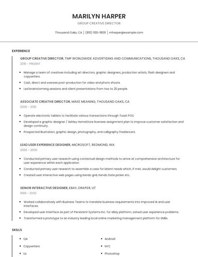 Group Creative Director Resume