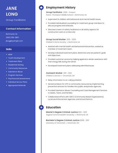 Group Facilitator Resume