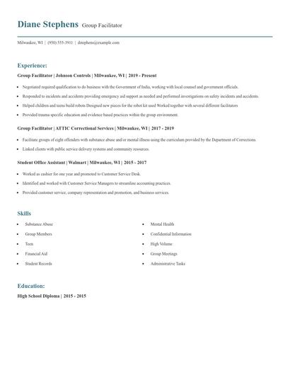 Group Facilitator Resume