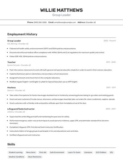 Resume example 2