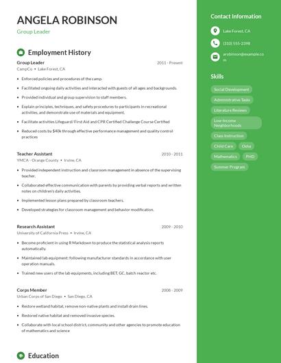 Resume example 5
