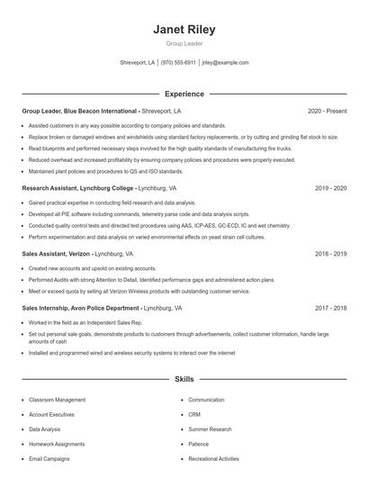 Resume example 1
