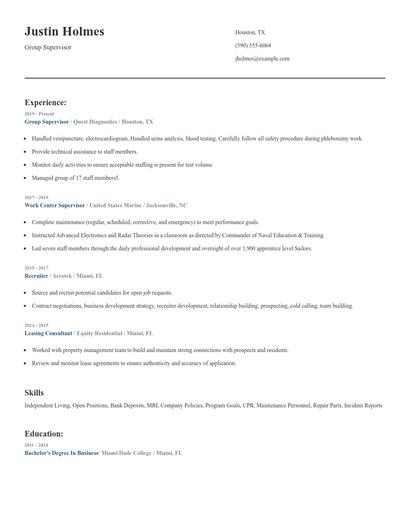 Group Supervisor Resume