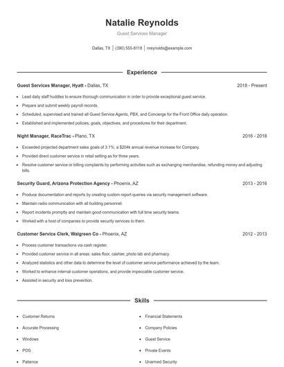 Resume example 1