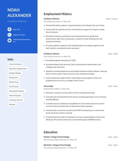 Guidance Adviser Resume