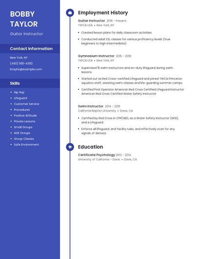 Guitar Instructor Resume