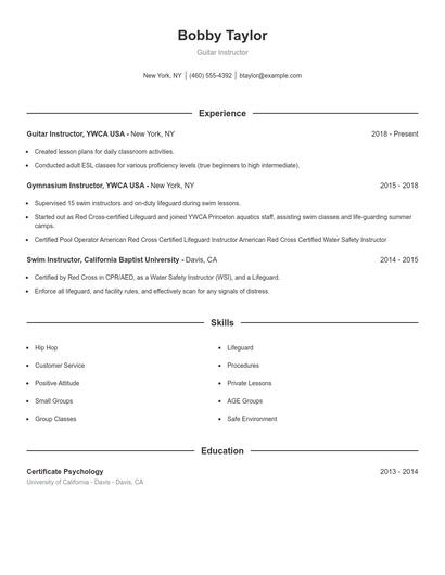 Resume example 1