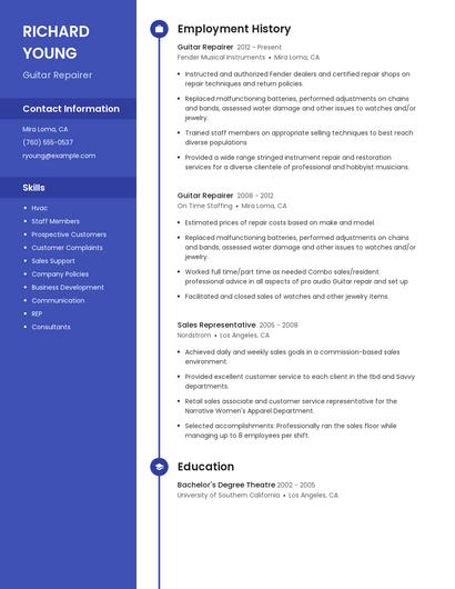 Guitar Repairer Resume