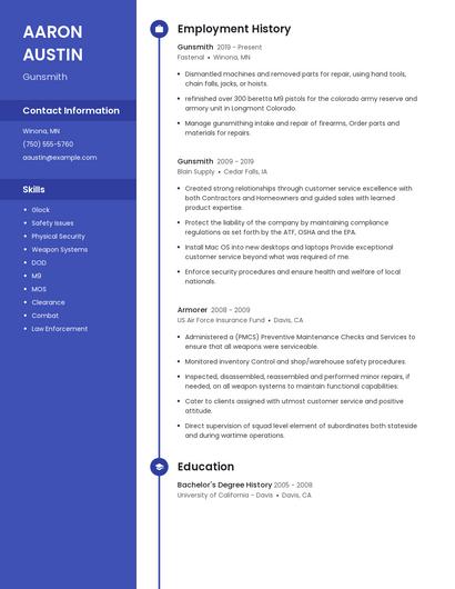 Gunsmith Resume