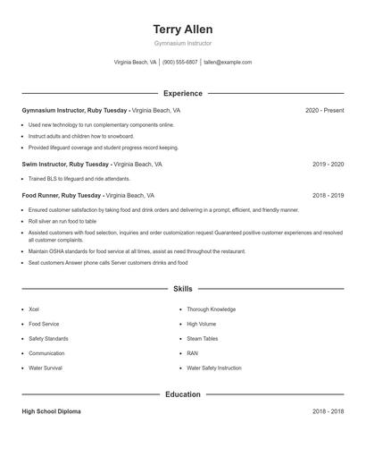 Resume example 1