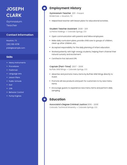 Gymnasium Teacher Resume