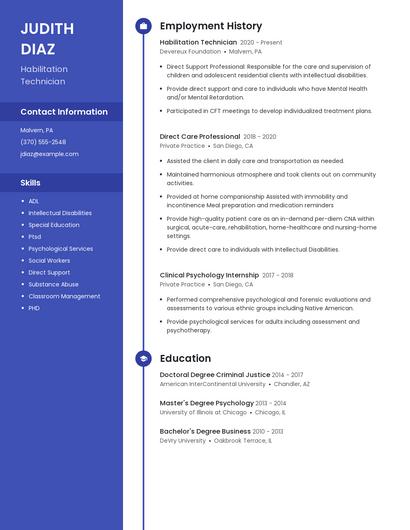 Habilitation Technician Resume