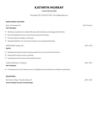 Hair Designer Resume