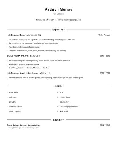 Hair Designer Resume